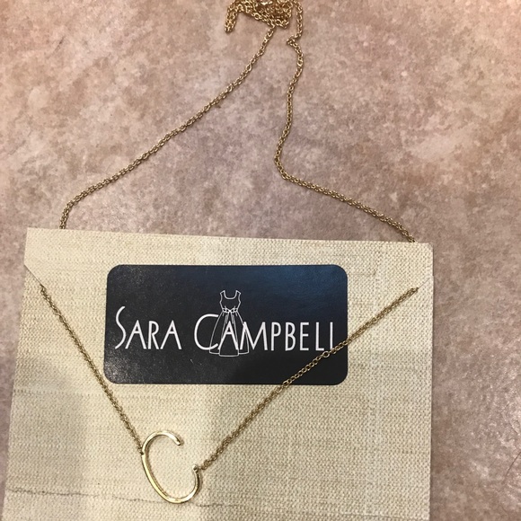 NWOT Sara Campbell gold plated initial necklace - Picture 2 of 3